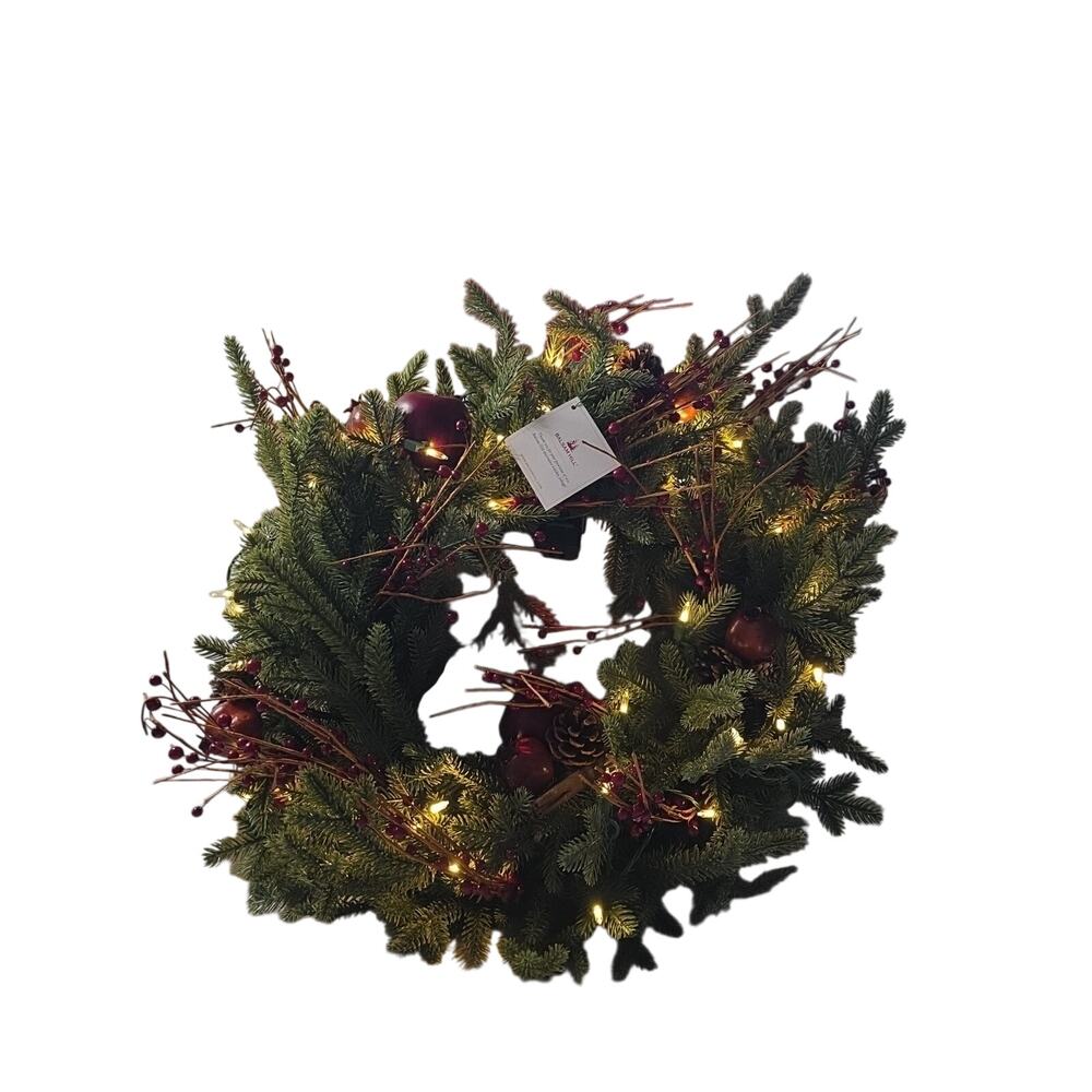 balsam hill heritage spice wreath 26" candlelight led apple